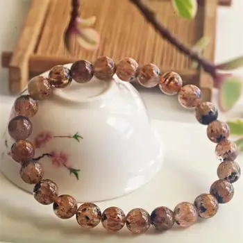 

Genuine Natural Cacoxenite Purple Rutilated Quartz Round Beads Bracelet 7.7mm Women Men Stretch Crystal Certificate AAAAAA