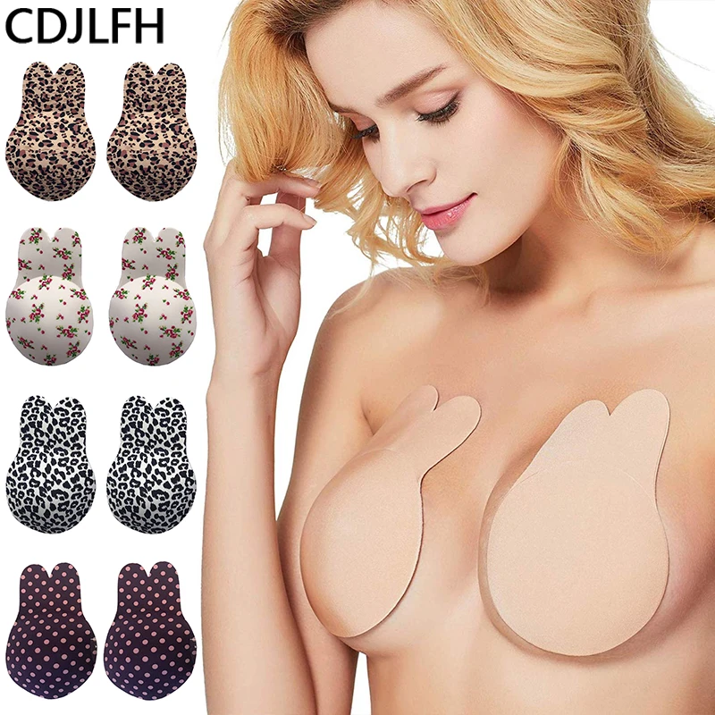 Sexy Femme Lingerie Kawaii Rabbit Bra Silicone Strapless Invisible Push Up Bras For Women Adhesive Wireless Reusable Pads | Женская