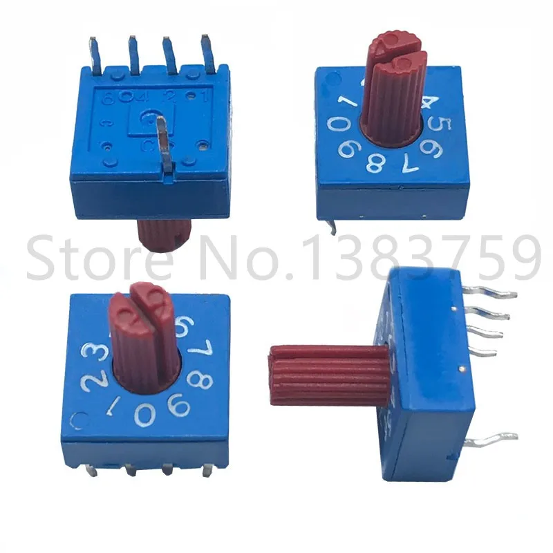50 pieces 0-9 rotary encoder switch with handle DIP switch 10-bit PCB encoder 8421 reverse code 4:1 switch