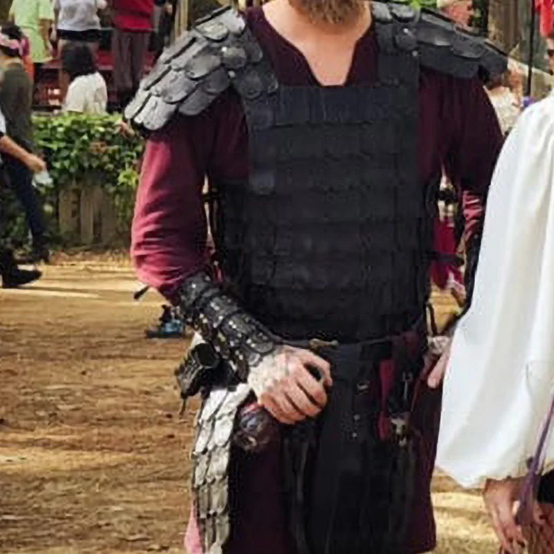 Kleding Gender-neutrale kleding volwassenen Pakken Lederen borstplaat Middeleeuwse Viking Armor SCA &LARP Cosplay Kostuum-M 