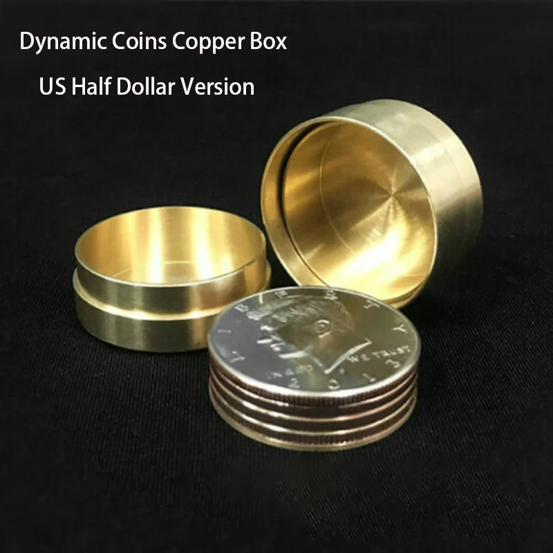 Dynamic Coins Copper Box(US Half Dollar Version)Magic Tricks Stage Close Up Magia Coin Appear/Disappear Magie Gimmick Props tactical ptt amplified version for baofeng kenwood for real steal headset nexus 3m comtacs msa dynamic mic headset tactical ptt
