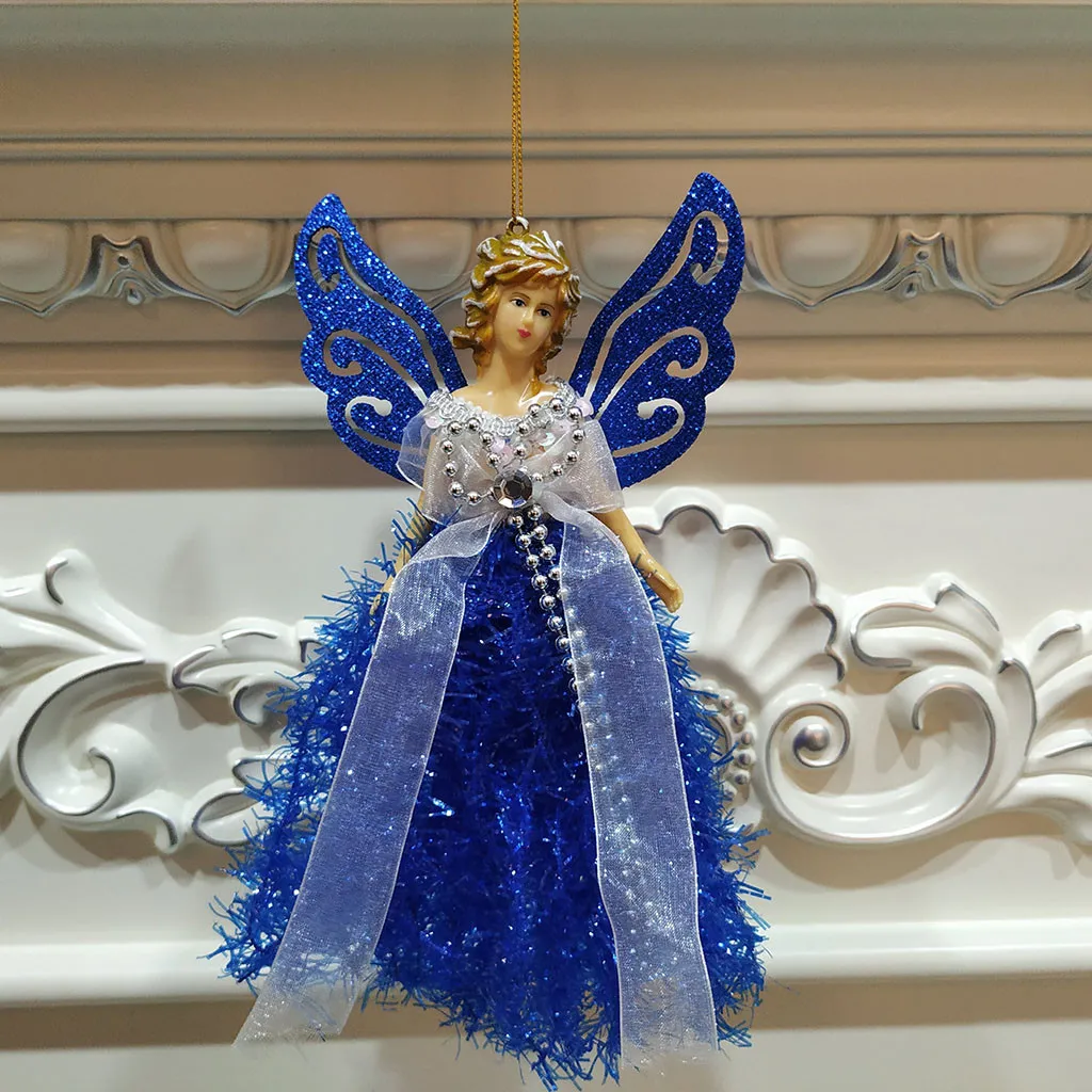 Рождественская Кукла-ангел с крыльями, подвесная Рождественская елка, подвески, украшения для домашнего декора, милые крылья, эльф, фея, принцесса, кекс, топперы для девочек