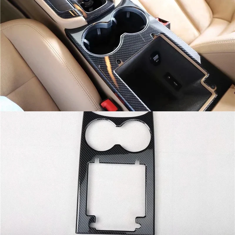 

For Porsche Macan 2014-2020 1PC Car Front Water Cup Cover Trim Carbon Fiber ABS Car Styling Accessories