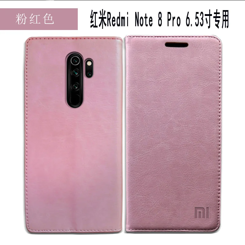 Для Xiaomi Redmi Note 8 Pro Чехол для телефона чехол из натуральной кожи Защитная сумка для телефона флип-чехол для Xiaomi Redmi Note 8 чехол s - Цвет: Pink