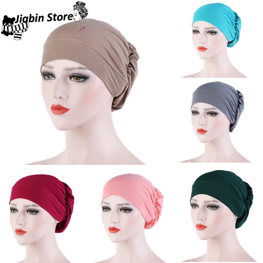 

Multicolor Linen Inner Caps for Hijab Solid Cotton Muslim Turban Bonnet Ready To Wear Wrap Head Hijabs Cap Islamic Accessories