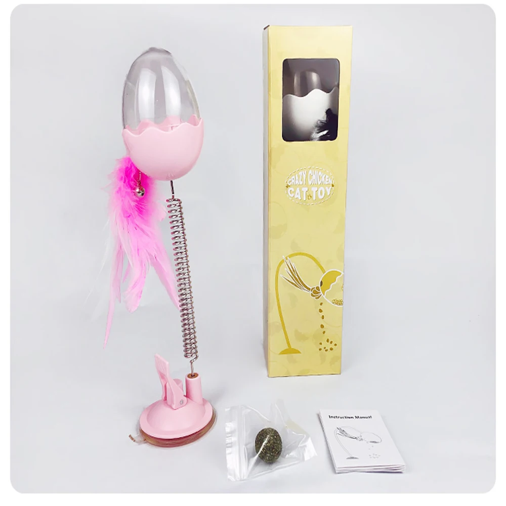 Funny Interactive Cat Toys With LED Light And Feathers Spring Tumbler Leakage Food Kitten Pets Dispenser For IQ Trainning9