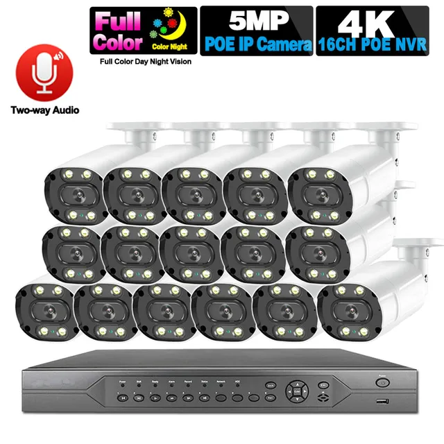 $US $581.89 H.265 CCTV Camera Security System Kit 4k 16ch POE NVR Kit Outdoor Waterproof 5MP Color Night Vision Bullet Video Surveillance Ip
