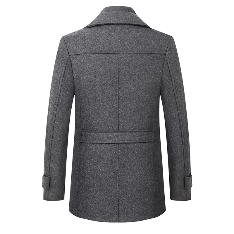 Fashion Wool Coat Men Thick Jaket Men Solid Winter Coat High Quality Adjustable Vest Single Breasted Casual Overcoat Winter