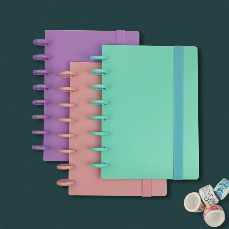 A5 느슨한 잎 노트북 조립 액세서리, 노트북 커버 쉘 바인딩 디스크, 버튼 탄성 스트랩, 학교 사무용품, 1 세트