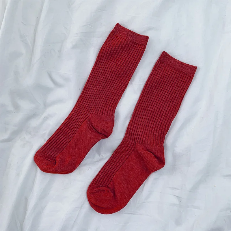 SP&CITY, корейские, мерсеризованные, одноцветные носки, женские, цветные, короткие носки, лаконичные, вязаные, хлопковые, женские носки, Harajuku Meias, осенние носки - Цвет: red