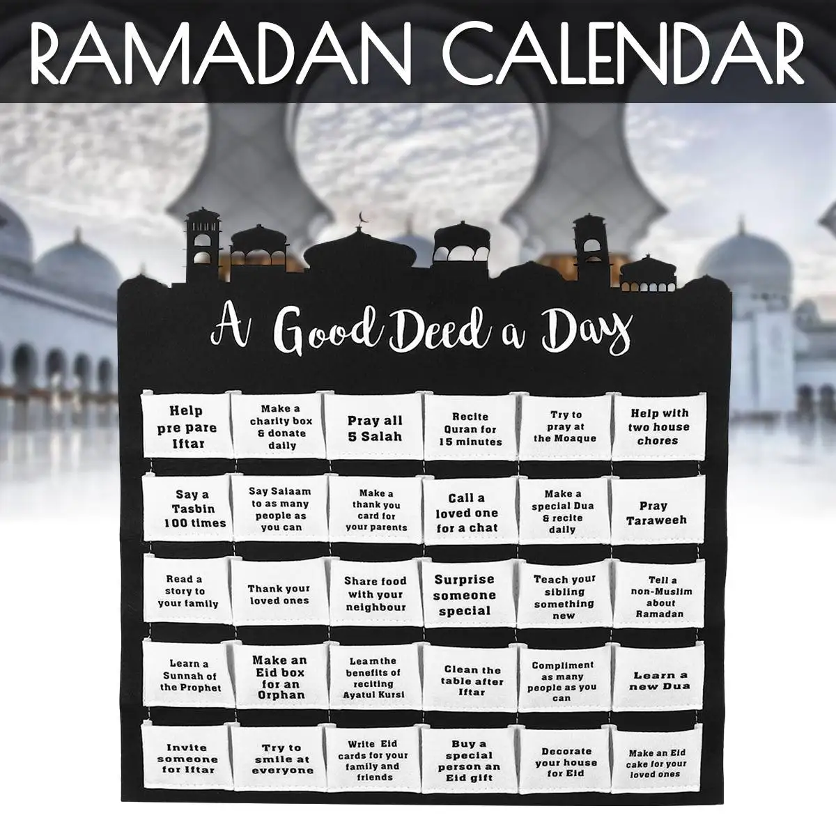 

30 Pockets Advent Calendar Bags Hanging Ramadan Calendar Ramadan Calendar Decoration Muslim Timer Kareem Calendar For Home