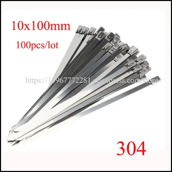 

100PCS cable tie 304 self-locking stainless steel tie tape 10*100 cable metal insert tie tape plastic Marine transport Boat tie
