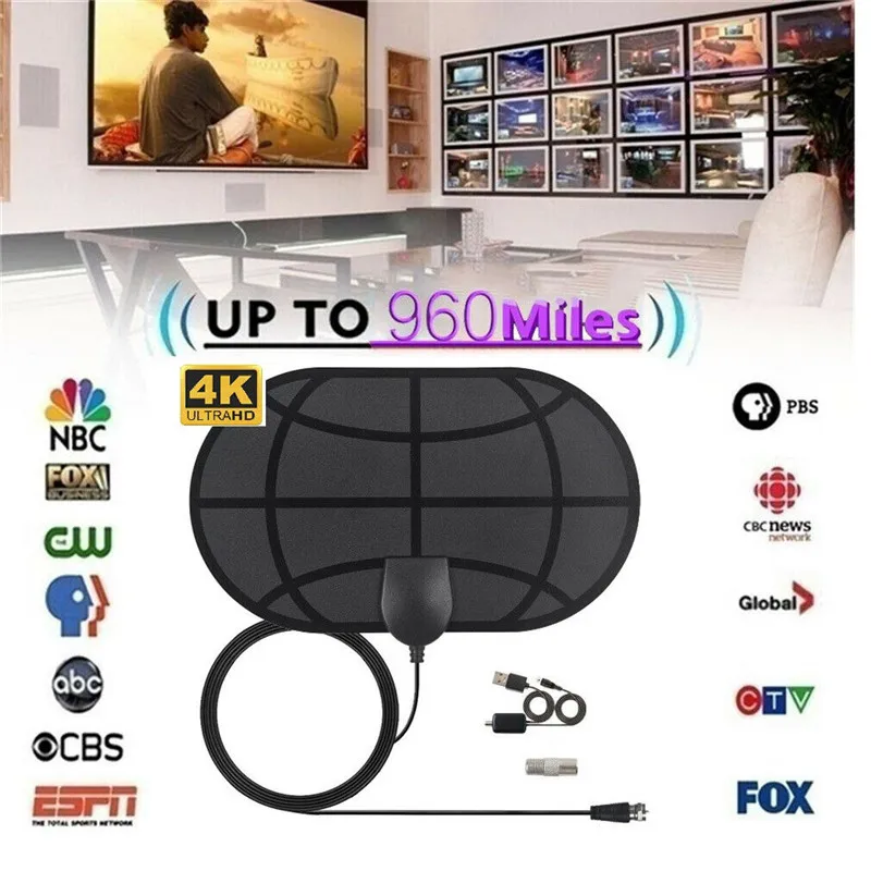 960 миля диапазонная антенна ТВ цифровая HD ТВ Skywire 4K HD Antena цифровая-Внутренняя