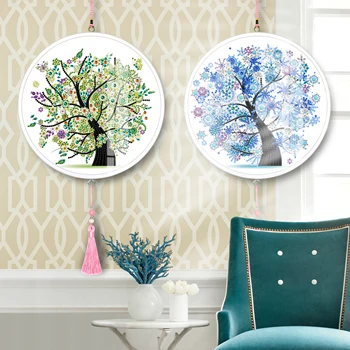 

Four Seasons Tree Mural Tassel DIY Diamond Painting Pendant Christmas Gift Special Shape Home Decoration Handmade Craft Gifts