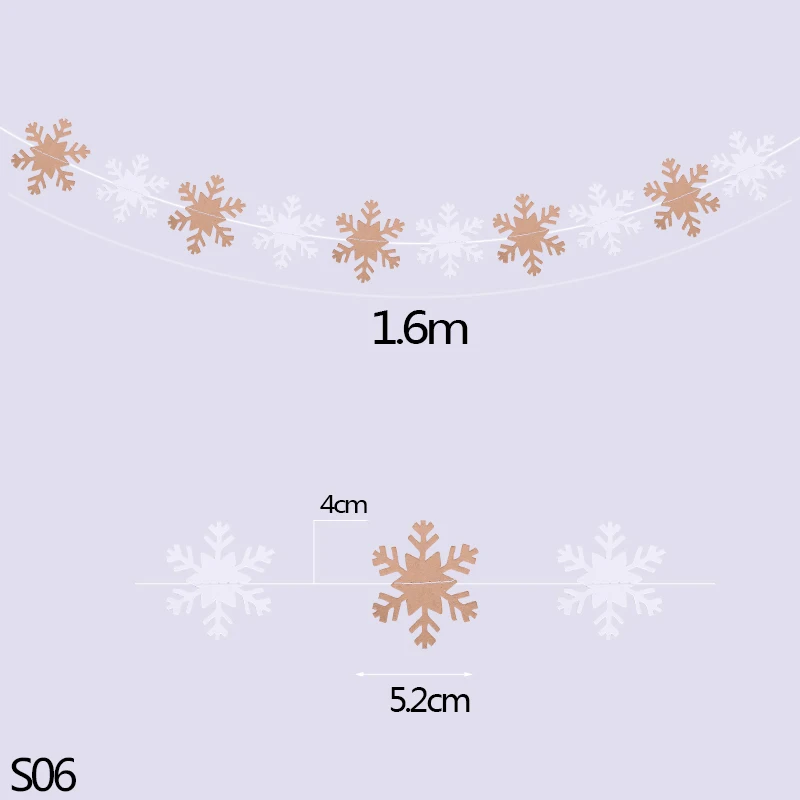 1 шт. Бумажная гирлянда для рождественской вечеринки с изображением снежинок, гирлянды для Рождественского украшения, вечерние принадлежности, декор для рождественской елки