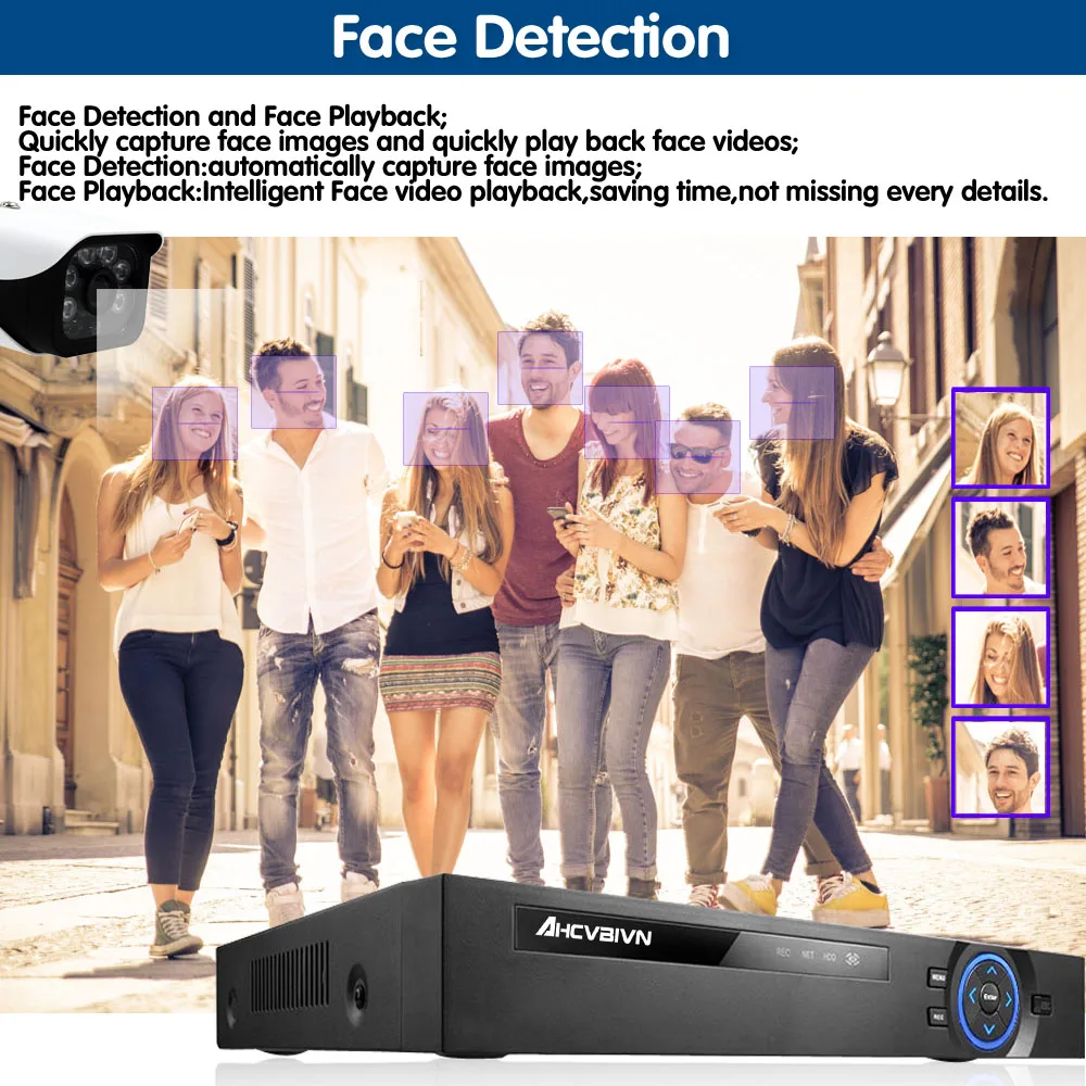 AI Распознавание лиц 48 В POE NVR 8CH 5MP/4MP 1080P Аудио видеонаблюдения безопасности видео рекордер для POE IP камера ONVIF