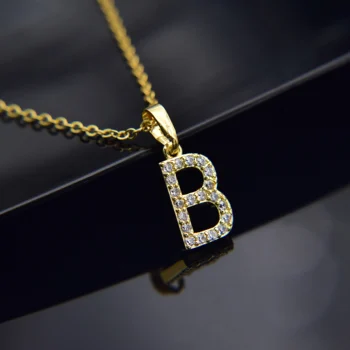Cubic Zircon Alphabet Pendants Gold Silver Color Copper Mini A-Z Letter Pendant Necklace Shinning 26 Initial Collares Jewelry