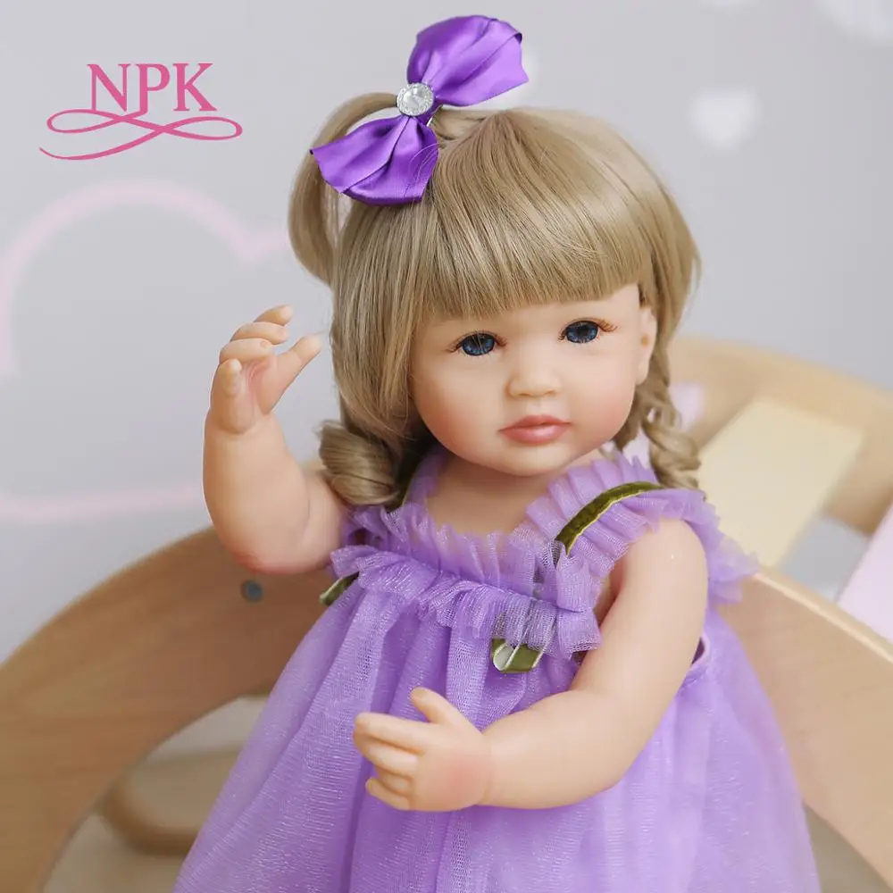 NPK 55 см два цвета волос фирменная мягкая и гибкая всего тела силиконовые bebe кукла