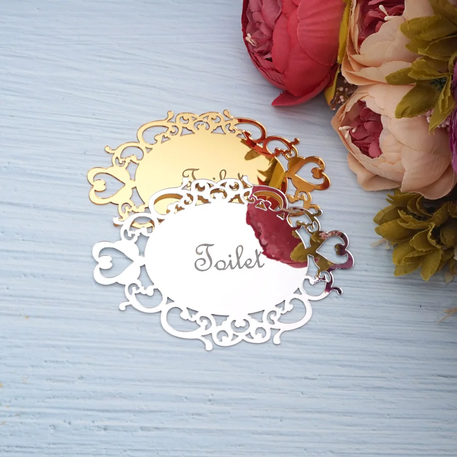 Oval Shape Sign Bedroom Bathroom Toilet Wall Sticker Door Sticker Art Mirror Indicator Home Decor