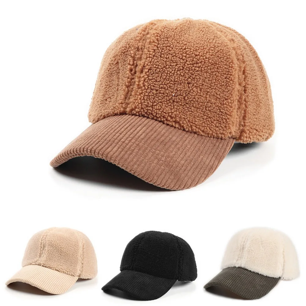 

Winter Female Baseball Caps Women Hats Simple Style Corduroy Warm Soft Adjustable Head Circumference Outdoor Sports Fashion