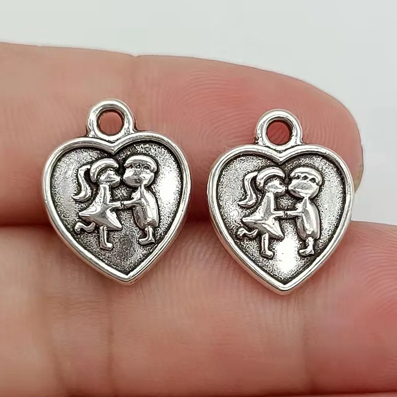 10pcs 12x16mm heart-shaped love pendants for men and women used making antique silver alloy jewelry accessories | Украшения и