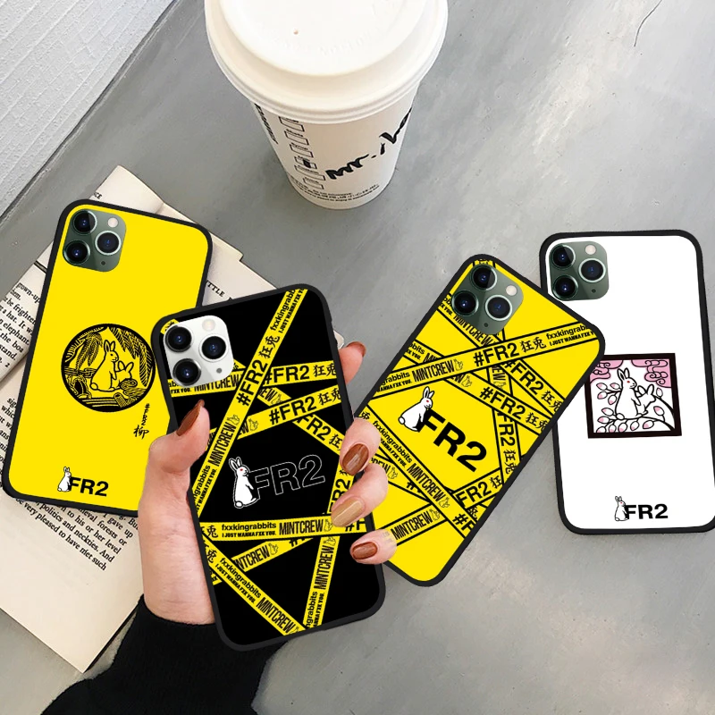 Японский Модный чехол из ПК с логотипом Crazy Rabbit FR2 для iPhone 11 Pro Xs Max X Xr 7 8 6 6s Plus дизайн