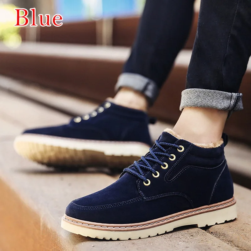 Mens plus velvet plus cotton boots autumn winter new casual mens shoes to keep warm trend cotton shoes Walking shoes high to hel
