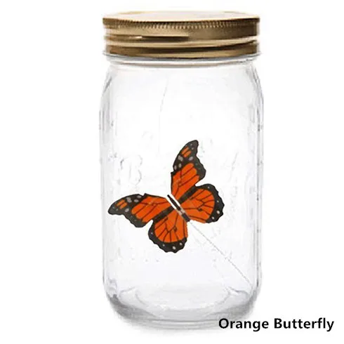 Orange Butterfly ZINUO, новинка, светильник с бабочкой, с лампой, Романтический стеклянный светодиодный светильник, бабочка в баночке, подарок на день Святого Валентина, украшение для дома - Цвет: Orange Butterfly