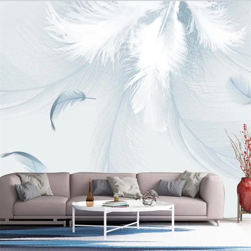 beibehang Customized large mural 3d wallpaper HD feather Nordic style background bedroom living room background wallpaper