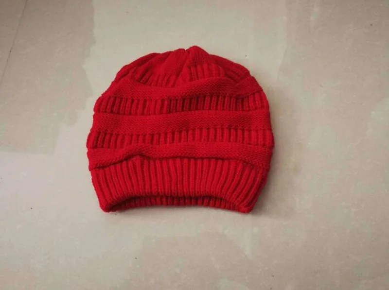 Шапка femme hiver Мужская и женская вязаная шапка Skully из мериносовой шерсти Женская модная теплая плотная шапка - Цвет: Красный