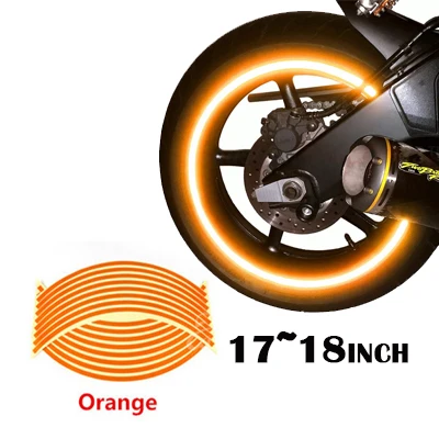 16 светоотражающий, для мотокросса мотоцикл наклейки 1" 18" Авто колеса ободные ленты мото банды de Jantefor Yamaha Honda Harley Suzuki - Цвет: 17-18inch Orange