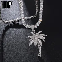 Хип хоп Bling Iced Out с фианитами в микро-паве пальмовое дерево подвески и ожерелья для мужчин раппер ювелирные изделия с теннисная цепочка