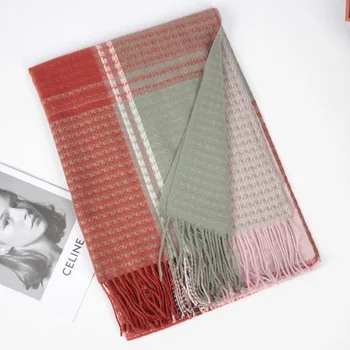 

new imitation cashmere color matching scarf female lengthened 70×180cm dual-use all-match shawl scarf fashion tassel scarf C26