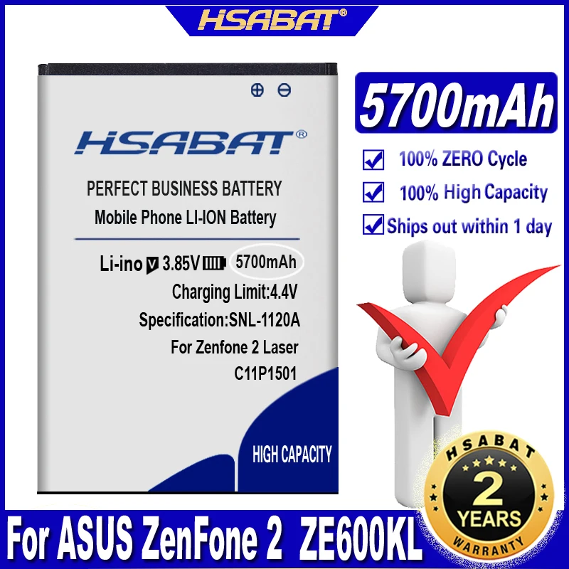 Аккумулятор HSABAT для ASUS ZenFone 2 ZenFone2 Laser Selfie ZE600KL ZE551KL ZE601KL ZE550KL ZD551KL C11P1501 5700 мАч |