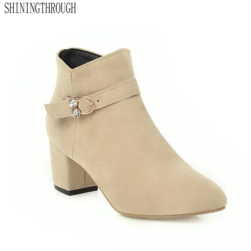 

2020 New Woman Ankle Boots Pointed Toe Fashion Women Winter Shoes Zipper Women autumn Winter Party shoes Large Size 34-43