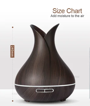 

KBAYBO 24v LED 400ml Air Humidifier Essential Oil Diffuser Dark wood grain Aromatherapy diffusers Aroma Mist Maker light Home