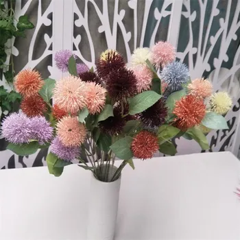 

7Pcs Fake Shallot Balls (3 stems/piece) 25.98" Length Simulation Round Hydrangea for Wedding Home Decorative Artificial Flowers