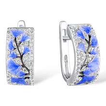 Роскошные микро серьги-гвоздики с кубическим цирконием и голубым цветком женские серьги с цветком растений блестящего серебряного цвета