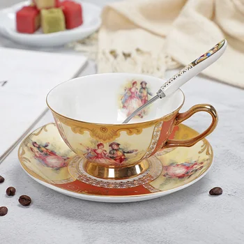 

Bone China Coffee Cup and Saucer Set Advanced Royal Classical Afternoon Tea Cups Ceramic