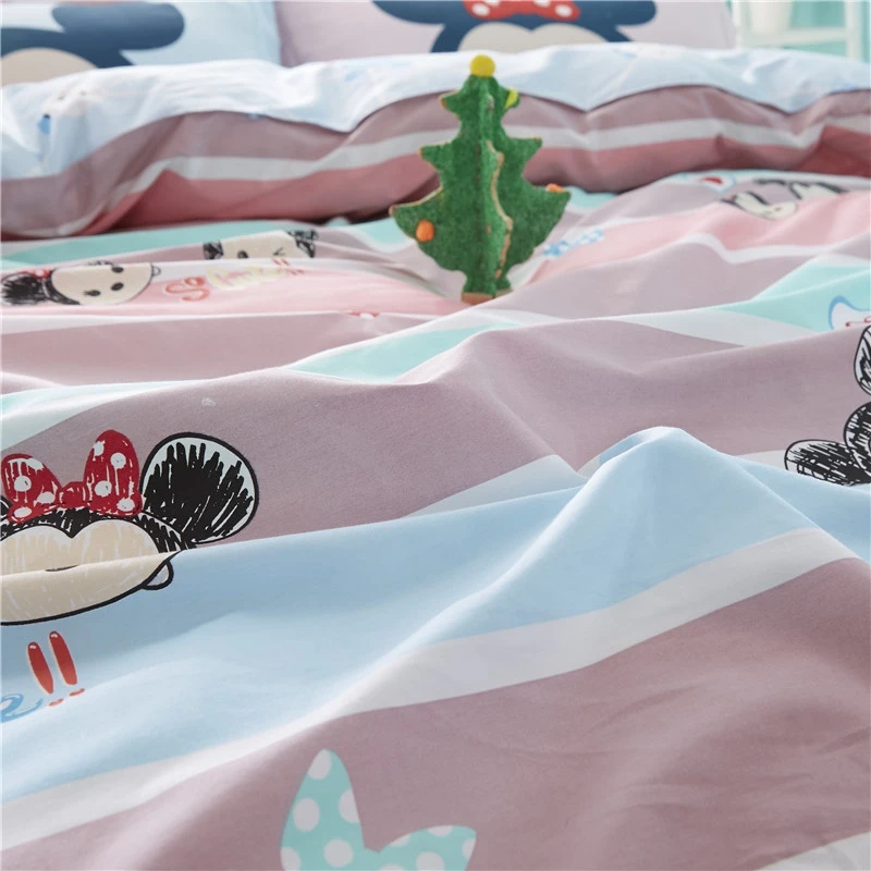 Набор пододеяльников для пуховых одеял с Микки Маусом и Минни Маус, набор из 3 или 4 предметов, хлопковый комплект постельного белья для детей, декор для спальни