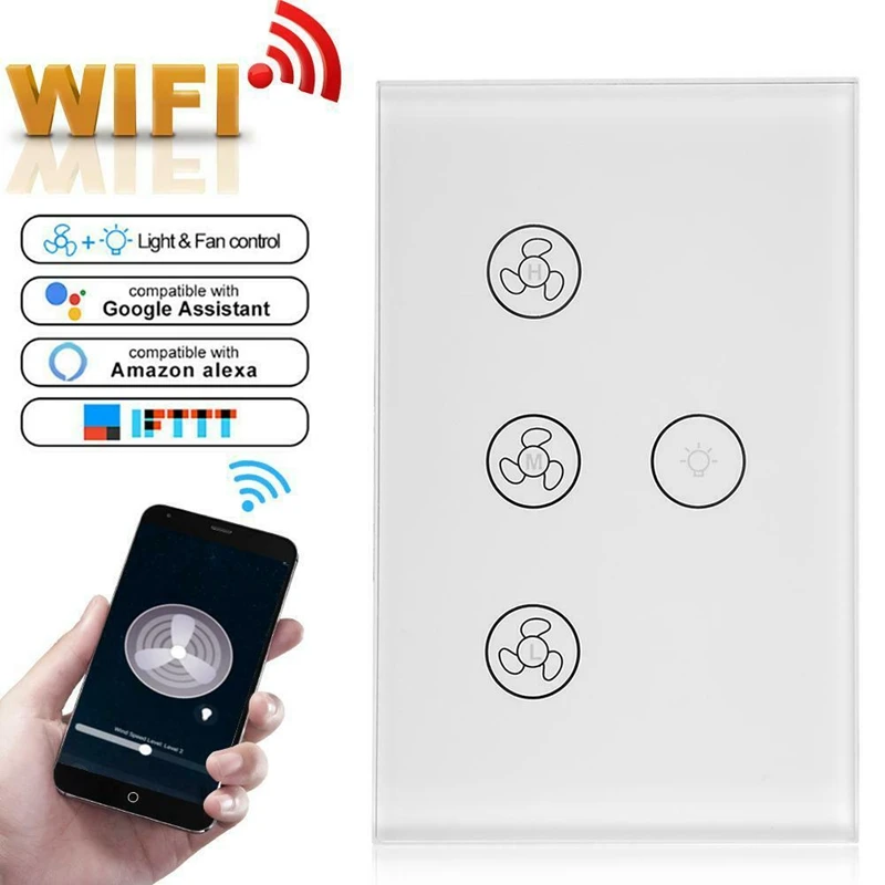 

WiFi Smart Switch for Ceiling Fan Light Lamp Smart Life/Tuya APP Remote Control Works with Alexa Echo Google Home US Plug