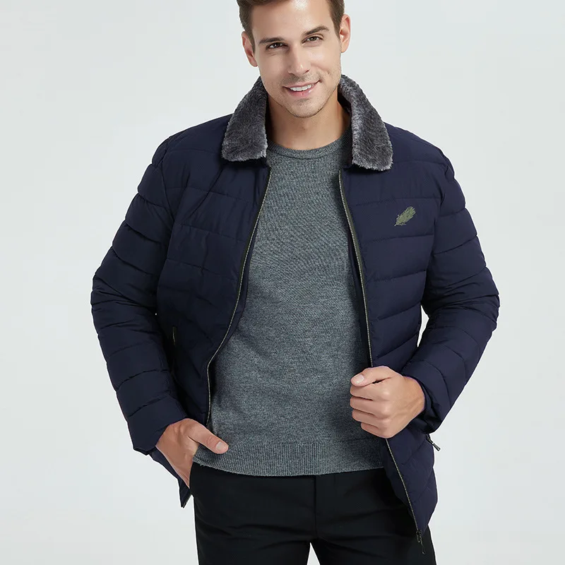 2019 Winter Men's Jacket Thick Cotton Coat Men's Plus Size with Fur Collar Parka  Men's Jackets and Coats Winter Men's Clothing
