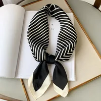 Luxury Brand Silk Square Plaid Scarf Women Satin Neck Hair Tie Band Soft work neckerchife 2021 NEW Hijab Head Female Foulard 5