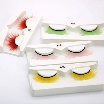 

LIYATTON 1 Pair Fashion Long Mink Eyelashes Messy Colorful Eyelashes Halloween Cosmetic Beauty Accessories Party Cosplay Tools