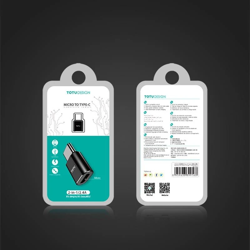 TOTU Micro usb type C OTG адаптер Mini USB C штекер Micro USB Женский OTG адаптер Micro USB на USB C для передачи данных
