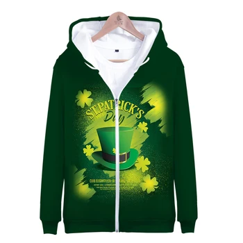 

zipper Hoodies hot Irish Green 3D Men's Sweatshirt 2019 Autumn Winter New Tops Men/Women Hooded High Quality Man Hoodies