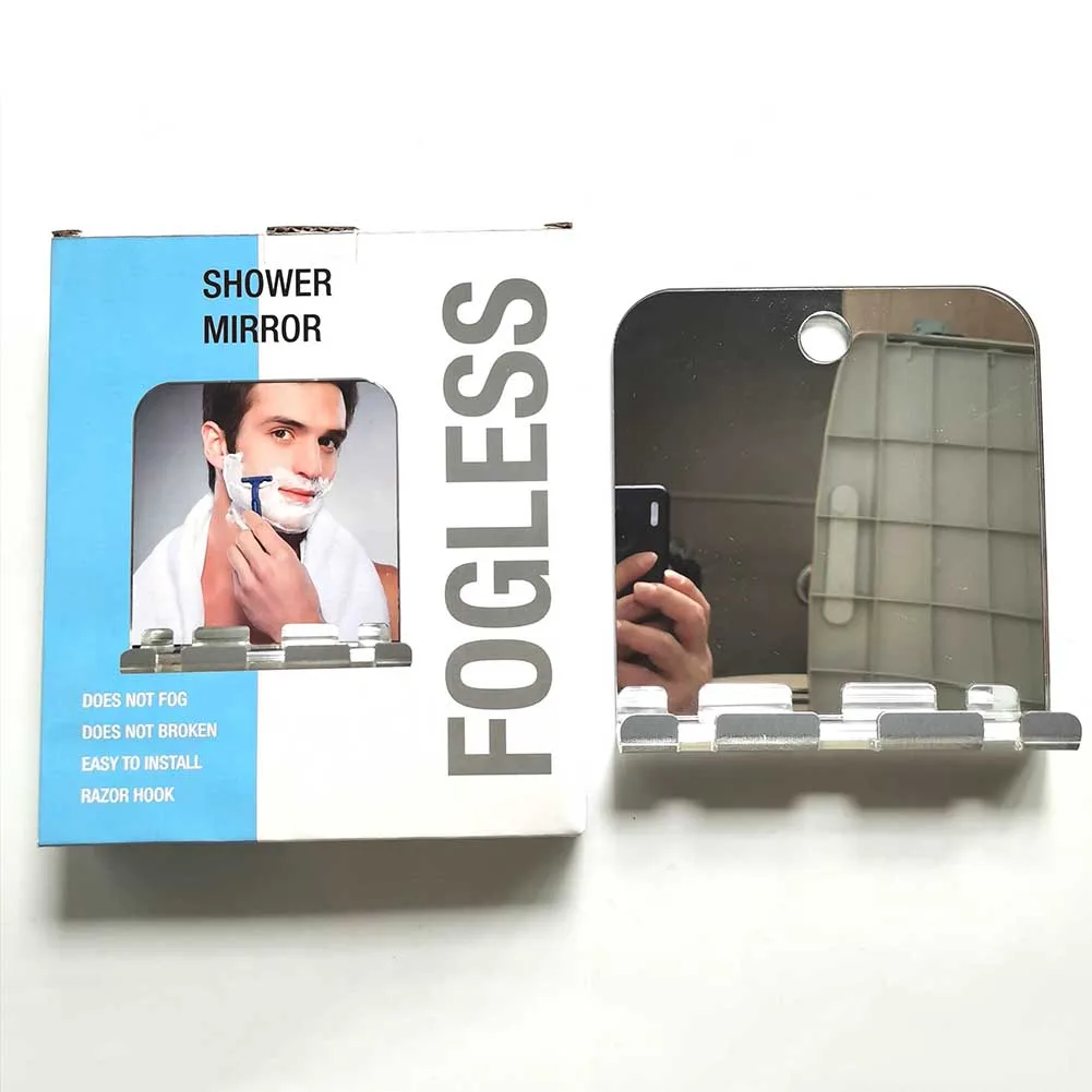 Unbreakable Anti-fogging Bathing Mirror for Shaving Razor Hook Holder Suction Cup to Washroom Wall Fogless Travel Mirror bathroom mirror shower mirror