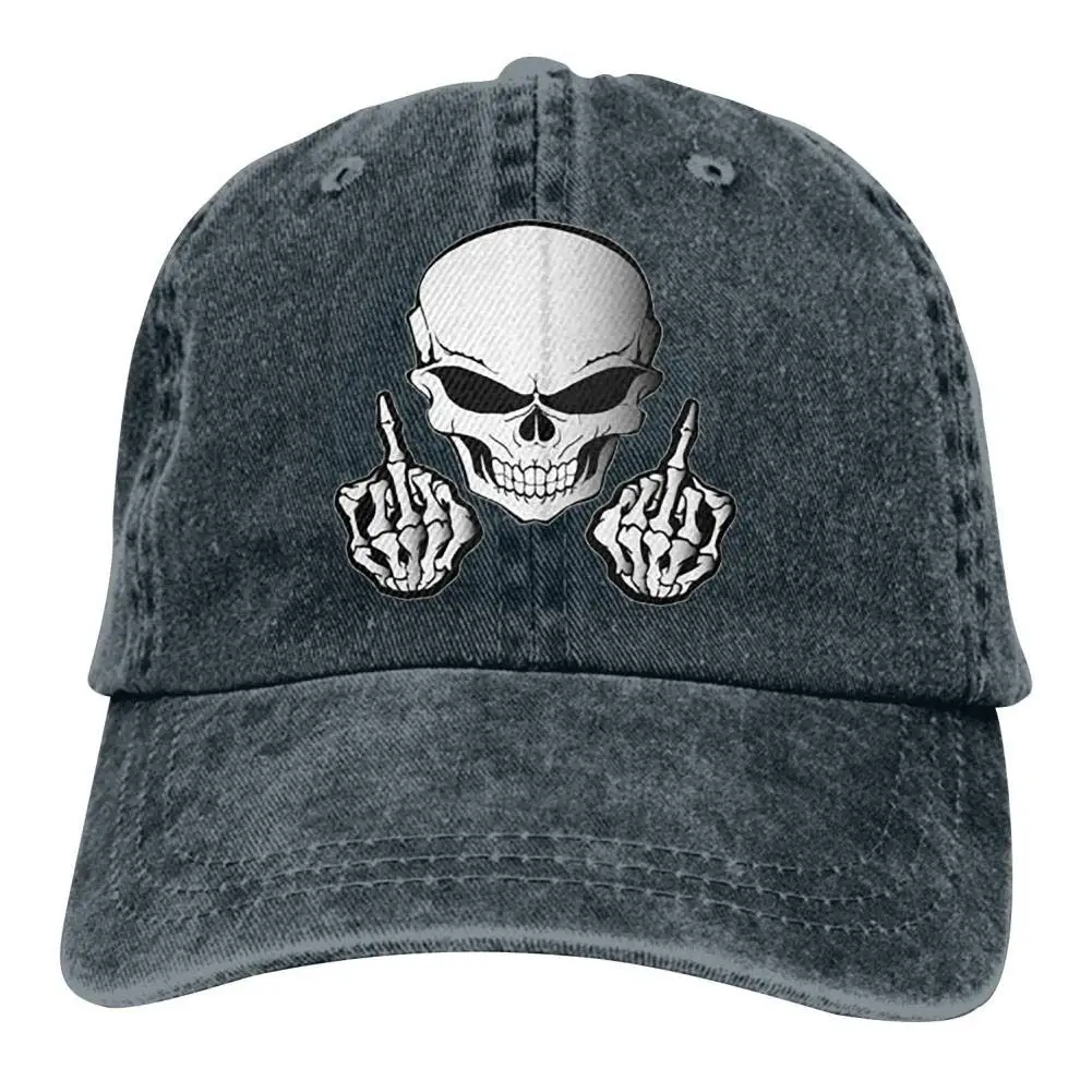 Череп, средний палец унисекс винтажная Регулируемая хлопковая бейсболка Джинсовая Шляпа для папы ковбойская шляпа