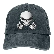 Череп, средний палец унисекс винтажная Регулируемая хлопковая бейсболка Джинсовая Шляпа для папы ковбойская шляпа