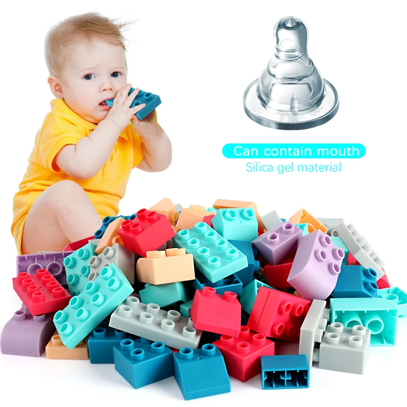 

New 252PCS Soft Building Blocks Compatible LegoINGlys Duploed Baby DIY Safety Rubber Soft Blocks Children Assemble Bricks Toys